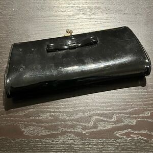 Vintage Black Clutch with Bow Accent